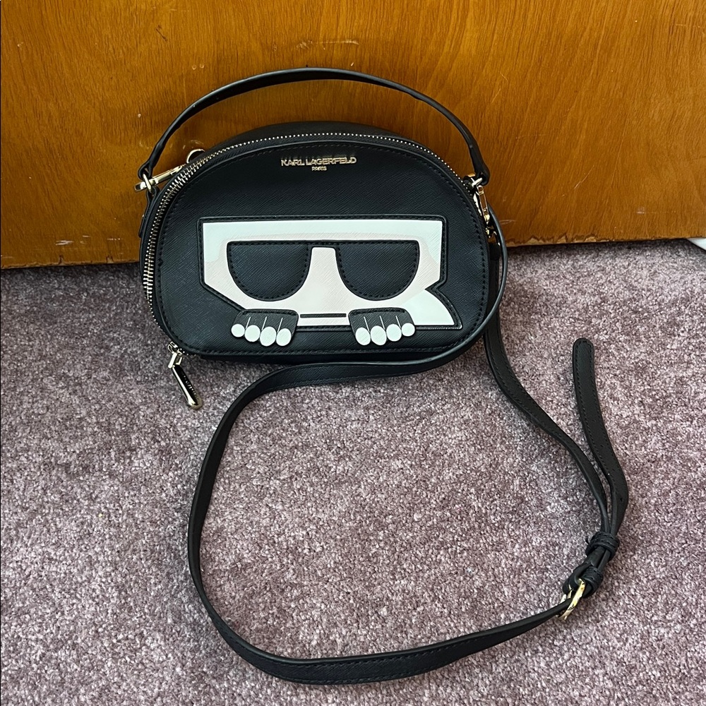 Karl Lagerfeld Black and White Graphic Crossbody